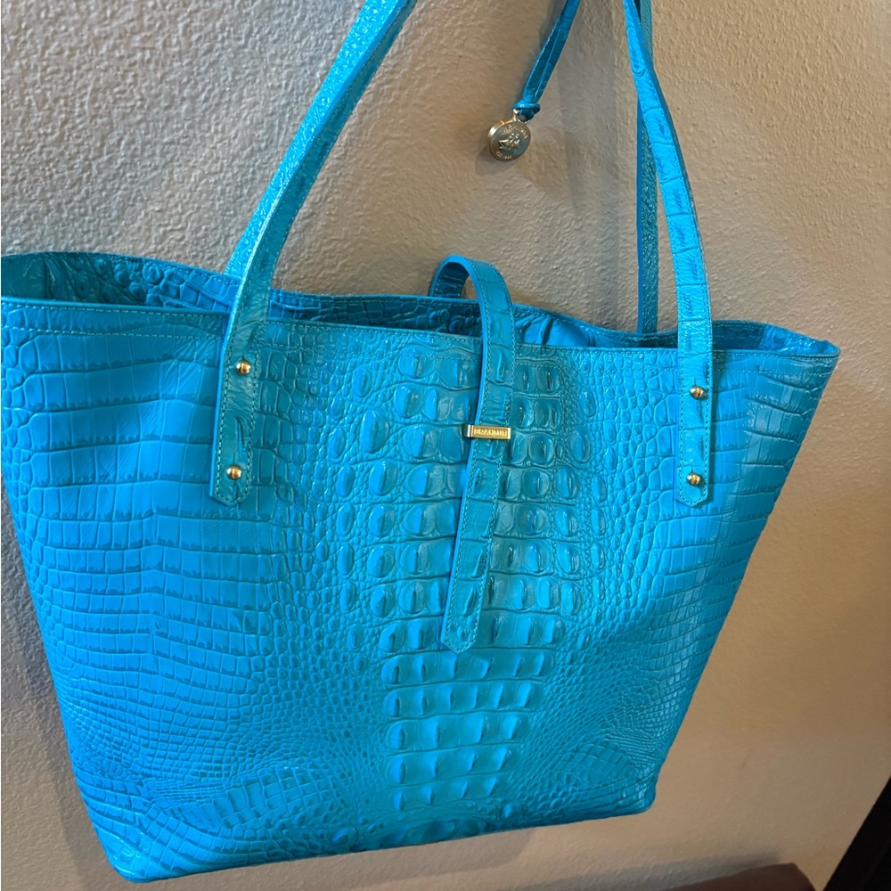 Brahmin Turquoise Embossed Tote Bag